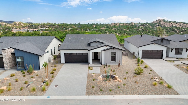 modern farmhouse style home with a garage