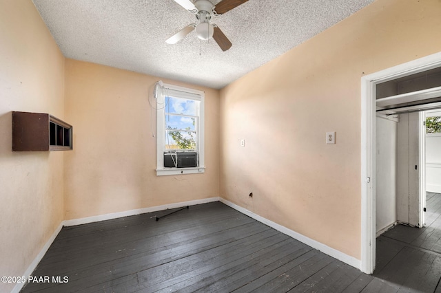 234 N Arizona Ave, Prescott, AZ 86301 - unfurnished room featuring dark wood-type flooring, ceiling fan, baseboards, a textured ceiling, and cooling unit