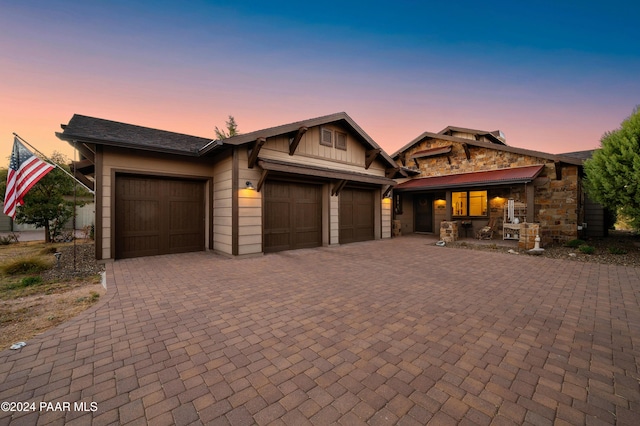 craftsman inspired home featuring a garage