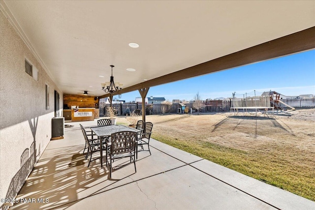 view of patio / terrace with a trampoline