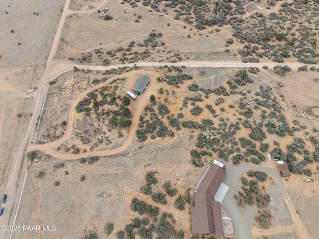bird's eye view with a desert view