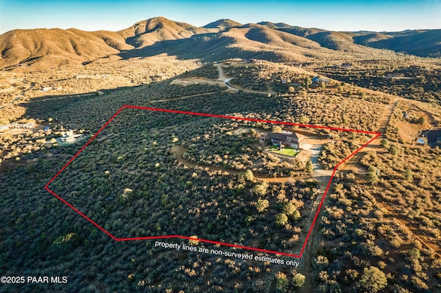 bird's eye view with a mountain view