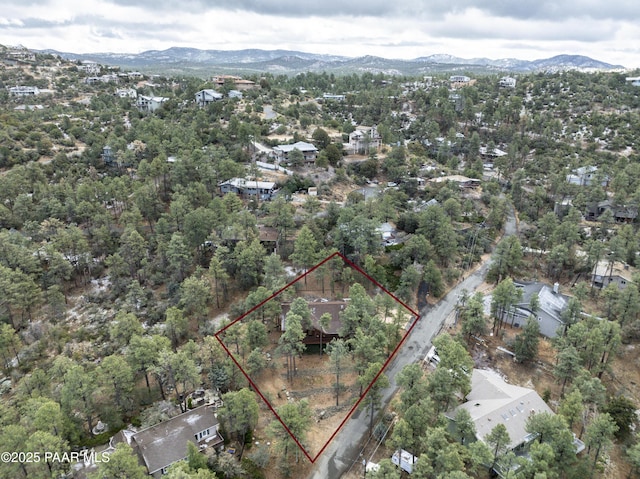 birds eye view of property with a mountain view