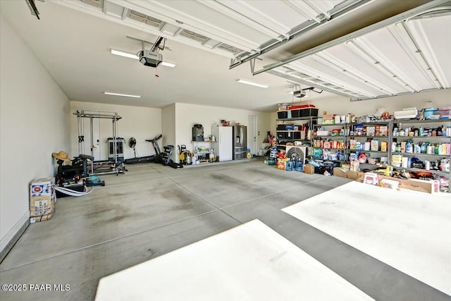 garage with a garage door opener