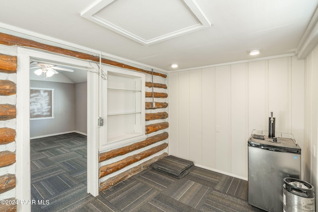 interior space featuring ceiling fan