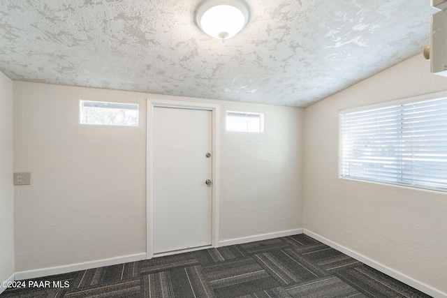 foyer entrance featuring lofted ceiling