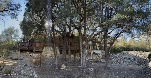 view of yard with a deck