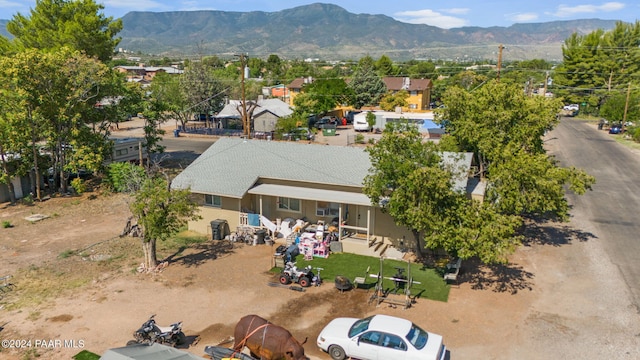 bird's eye view with a mountain view