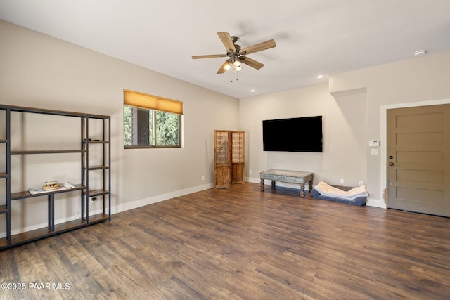 965 Northwood Loop, Prescott, AZ 86303 - unfurnished living room featuring ceiling fan, wood finished floors, and recessed lighting