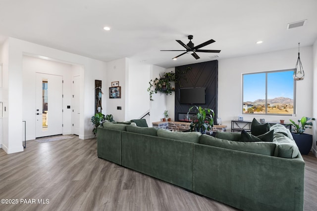 1232 Jordin Dr, Prescott, AZ 86303 - living room featuring hardwood / wood-style flooring and ceiling fan