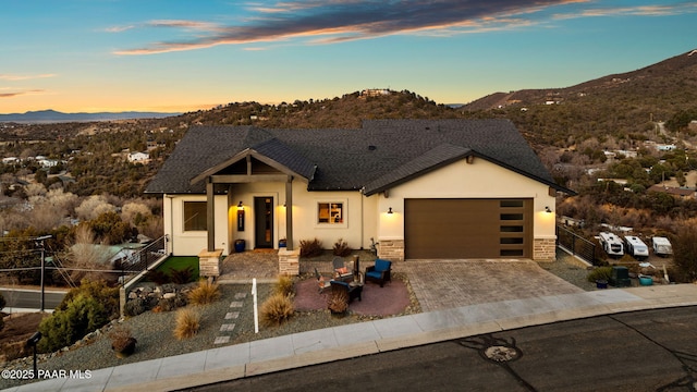 1232 Jordin Dr, Prescott, AZ 86303 - view of front of home featuring a garage and a mountain view