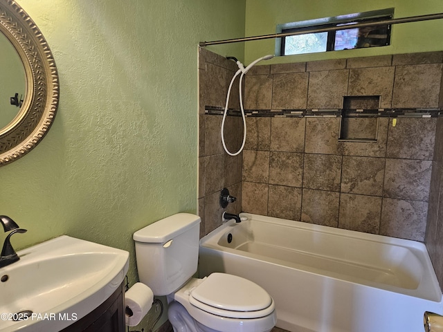 3916 N Catherine Dr, Prescott Valley, AZ 86314 - bathroom with a textured wall, bathtub / shower combination, and vanity
