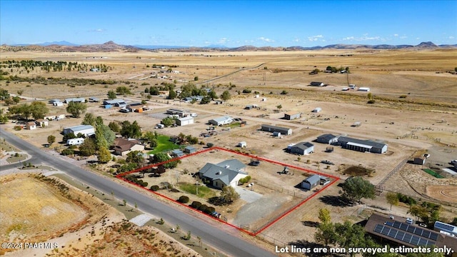 1525 Salida Del Sol, Chino Valley, AZ 86323 - overview of rural landscape featuring a desert landscape, property boundaries highlighted, and mountains