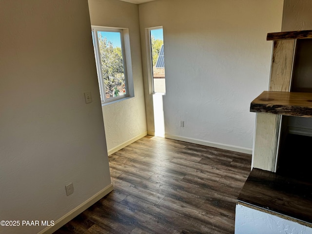 unfurnished living room featuring dark wood-type flooring