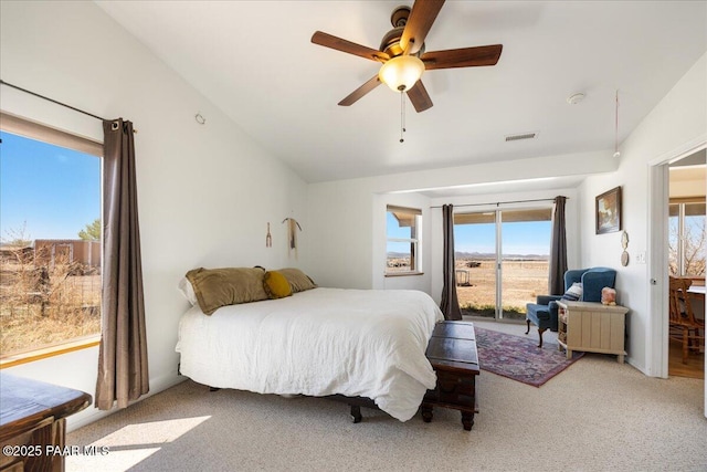 1250 Pronghorn Trl, Chino Valley, AZ 86323 - bedroom with a ceiling fan, vaulted ceiling, and carpet