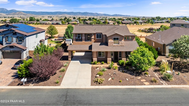 view of front of house with a mountain view