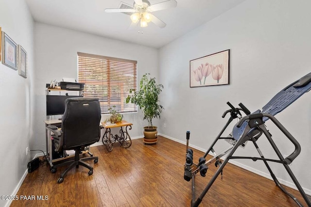 7605 E Circle Wagons Way, Prescott Valley, AZ 86315 - office area with ceiling fan and wood finished floors