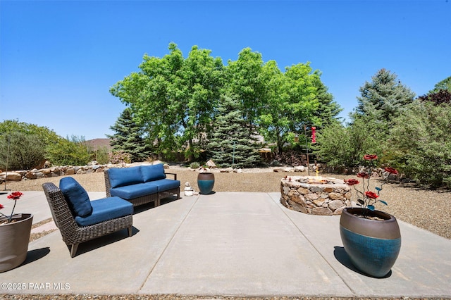 7334 E Goodnight Ln, Prescott Valley, AZ 86314 - view of patio with a fire pit