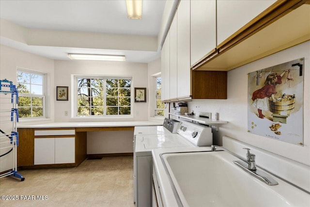 1167 Eagles Nest, Prescott, AZ 86303 - washroom with cabinet space, washer and clothes dryer, and a desk