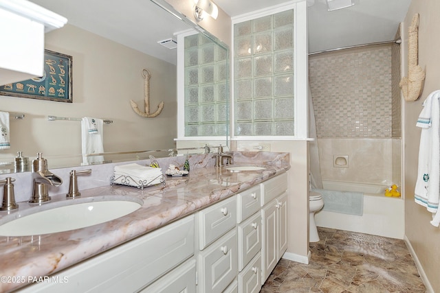 1116 Christie Ln, Prescott, AZ 86305 - bathroom with a sink, visible vents, toilet, and double vanity