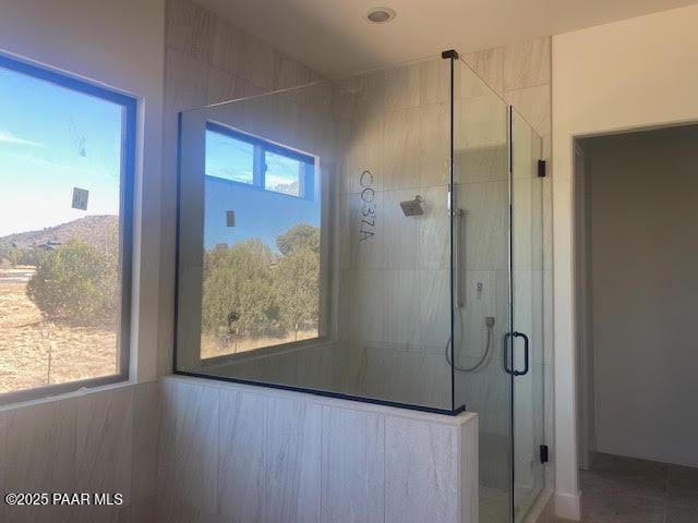 bathroom featuring a shower stall