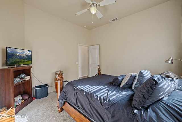 bedroom featuring carpet and ceiling fan