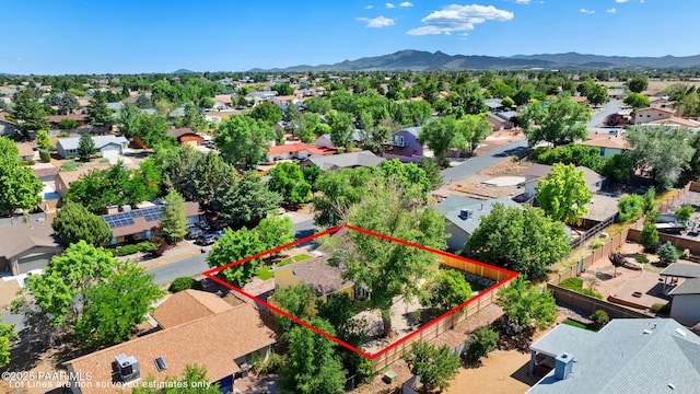 5420 N Mesquite Dr, Prescott Valley, AZ 86314 - aerial view of residential area with property boundaries highlighted and a mountainous background