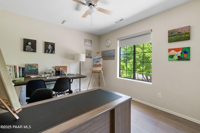 5420 N Mesquite Dr, Prescott Valley, AZ 86314 - office featuring baseboards, ceiling fan, and wood finished floors