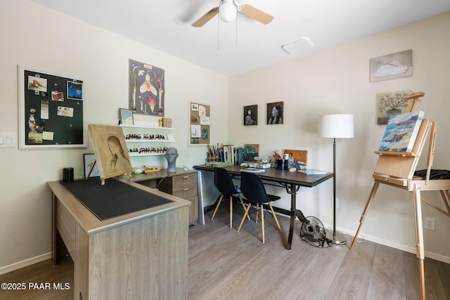 5420 N Mesquite Dr, Prescott Valley, AZ 86314 - home office with wood finished floors, ceiling fan, and baseboards