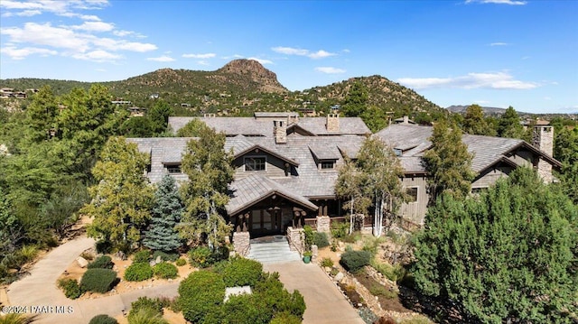 aerial view featuring a mountain view