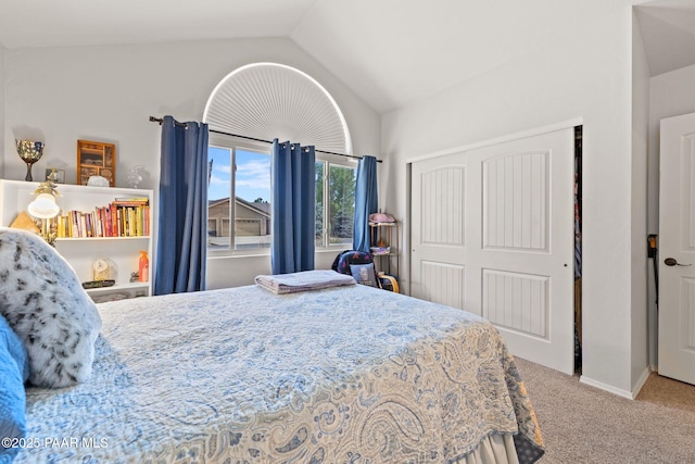 5278 N Saddleback Dr, Prescott Valley, AZ 86314 - bedroom with a closet, carpet, and lofted ceiling