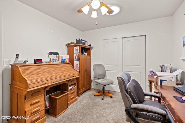 5278 N Saddleback Dr, Prescott Valley, AZ 86314 - office area featuring light colored carpet and a ceiling fan