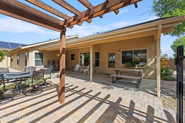 5278 N Saddleback Dr, Prescott Valley, AZ 86314 - view of patio / terrace with a pergola, fence, and outdoor dining space