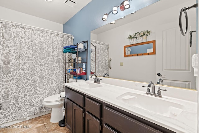 5278 N Saddleback Dr, Prescott Valley, AZ 86314 - bathroom featuring toilet, tile patterned floors, visible vents, and a sink