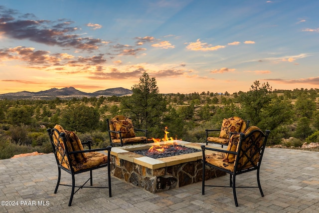 view of patio featuring a mountain view