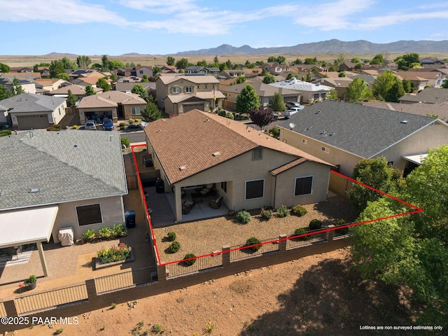 12691 E De La Cruz St, Dewey-Humboldt, AZ 86327 - aerial perspective of suburban area featuring a mountain backdrop and property boundaries highlighted
