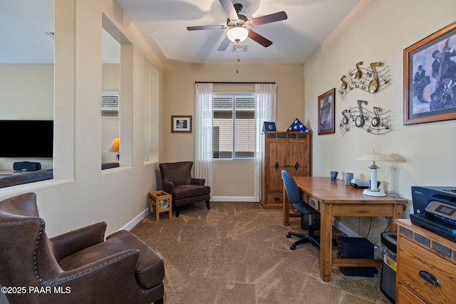 12691 E De La Cruz St, Dewey-Humboldt, AZ 86327 - carpeted office space featuring a ceiling fan and baseboards