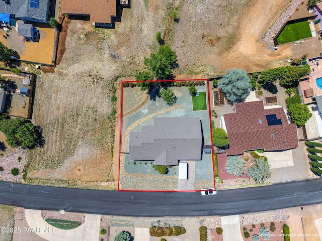 7921 E Las Palmas Dr, Prescott Valley, AZ 86314 - aerial view of property's location with property parcel outlined