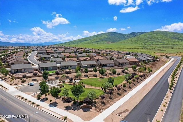 aerial view featuring a residential view and a mountain view