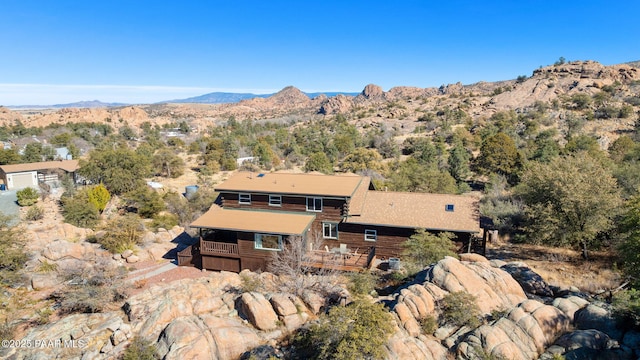 aerial view with a mountain view