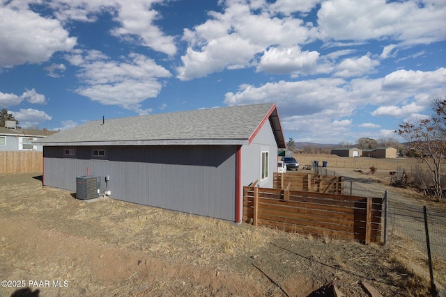 view of home's exterior featuring central AC unit