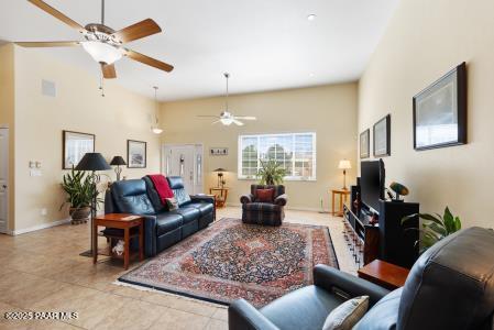 living room featuring light tile patterned flooring