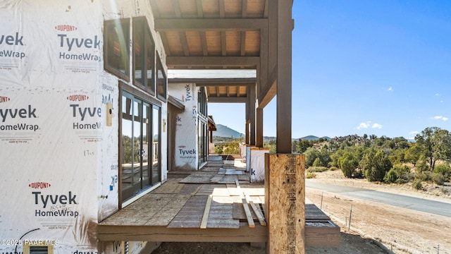 view of patio featuring a mountain view