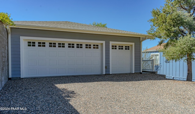 view of detached garage