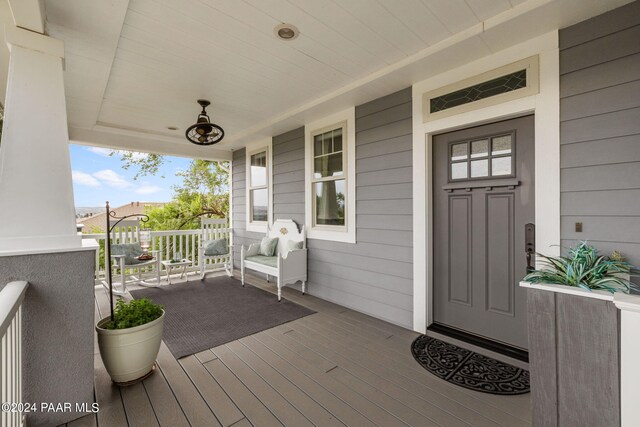 deck with a porch