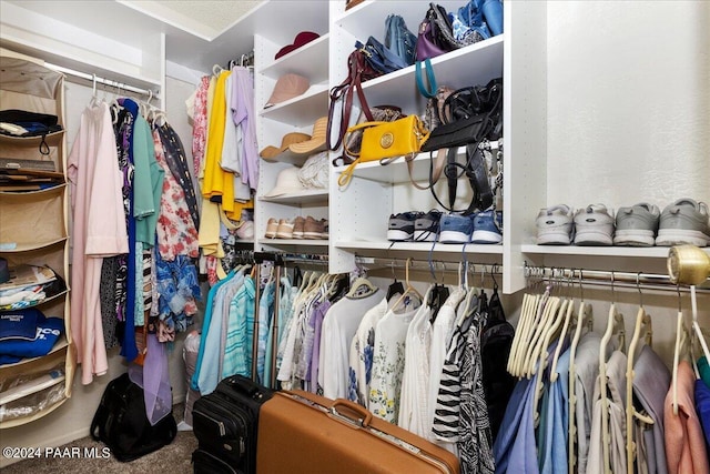 spacious closet with carpet flooring