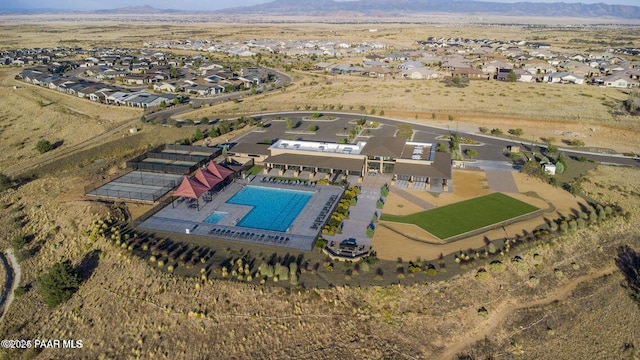 bird's eye view with a residential view and a mountain view