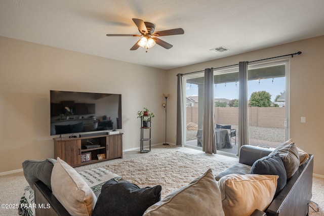 13109 E Gonzalez St, Dewey-Humboldt, AZ 86327 - carpeted living room featuring a ceiling fan and baseboards