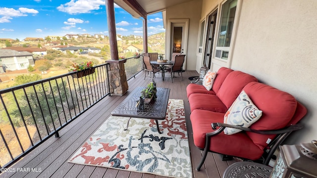 4374 Hornet Dr, Prescott, AZ 86301 - balcony with outdoor dining area, an outdoor living space, and a residential view