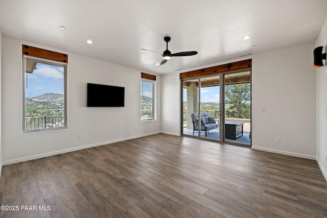 3225 Pamela St, Prescott, AZ 86305 - unfurnished room with ceiling fan, dark wood finished floors, baseboards, and recessed lighting